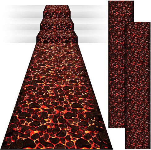 Pinkunn 24 Inch x 10 ft Plastic Hot Coals Runner Party Decorations Lava Themed Party Theme Tablecloth Runner Table Floor Cover for Fire Volcano Halloween Birthday Party Supply in Saudi Arabia