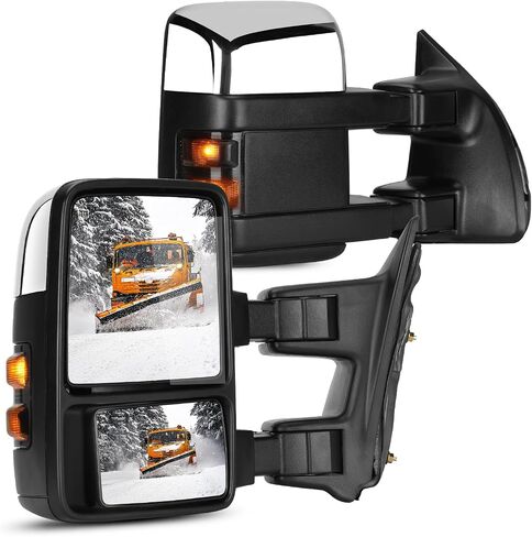 مرايا سحب من الكروم متوافقة مع Ford for F250 for F350 Super Duty 1999 2000 2001 2002 2003 2004 2005 2006 2007 مع إشارة انعطاف الدخان الساخنة in Saudi Arabia