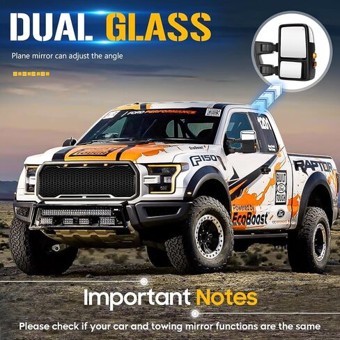 مرايا سحب من الكروم متوافقة مع Ford for F250 for F350 Super Duty 1999 2000 2001 2002 2003 2004 2005 2006 2007 مع إشارة انعطاف الدخان الساخنة in Saudi Arabia