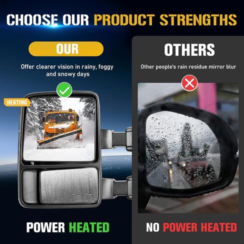 مرايا سحب من الكروم متوافقة مع Ford for F250 for F350 Super Duty 1999 2000 2001 2002 2003 2004 2005 2006 2007 مع إشارة انعطاف الدخان الساخنة in Saudi Arabia