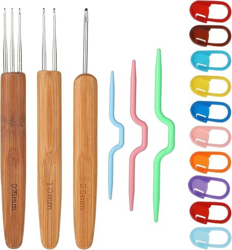 16Pcs Dreadlock Crochet Hook for Hair Loc Needle for Dreads Durable 0.75mm 1mm 2.5mm Dreadlock Crochet Needles with Interlocking Tool for locs Locking Hair Extensions Tool for Weaving Braid Craft in Saudi Arabia