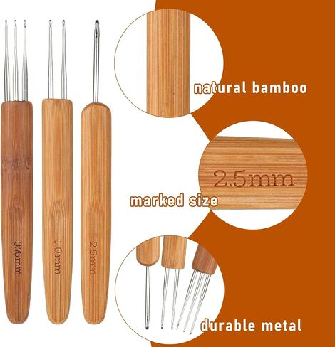 16Pcs Dreadlock Crochet Hook for Hair Loc Needle for Dreads Durable 0.75mm 1mm 2.5mm Dreadlock Crochet Needles with Interlocking Tool for locs Locking Hair Extensions Tool for Weaving Braid Craft in Saudi Arabia