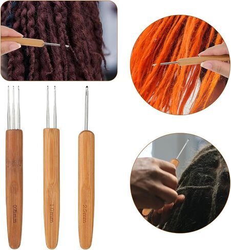 16Pcs Dreadlock Crochet Hook for Hair Loc Needle for Dreads Durable 0.75mm 1mm 2.5mm Dreadlock Crochet Needles with Interlocking Tool for locs Locking Hair Extensions Tool for Weaving Braid Craft in Saudi Arabia