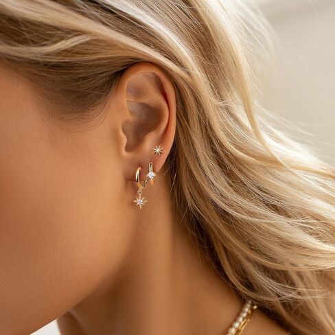 FIASASO 925 Sterling Silver Flat Back Earrings Set for Multiple Piercing Dainty Hypoallergenic Gold Huggie Flat Back Stud Earrings for Women Trendy Cute Flatback Earring Stacks for Sensitive Ears Screw Back Earrings 3 Pairs in Saudi Arabia
