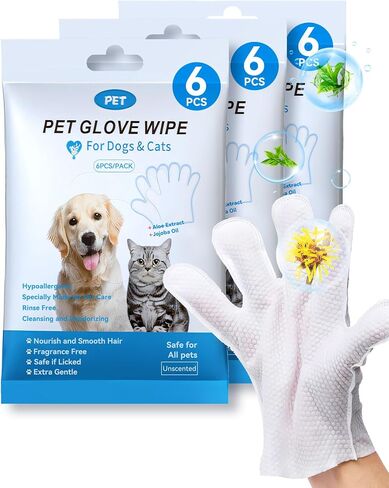Cleaning Wipes Gloves for Dog and Cat,Pet Bathing Wipes Cleaning & Deodorizing,Dog Wipes for Body Paws Butt Daily Care,Cat Grooming Wipes Cleaning Fur Traveling Rinse Free,12PCS/2PACK in Saudi Arabia