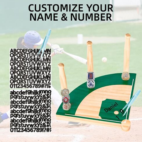 Wooden Stacked Baseball Softball Tournament Championship Ring Display Holder with Engraved Laces,Baseball Gifts for Kids,Friends,Ball Lovers,Man Cave Decor in Kuwait