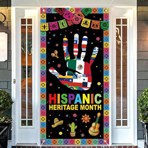 6x2.9 Ft Hispanic Heritage Month Door Cover Decorations,National Latino Heritage Month Decoration Door Banner Spanish Heritage Month Decoration,Mes De La Herencia Hispana Banner Classroom Office Home in Saudi Arabia