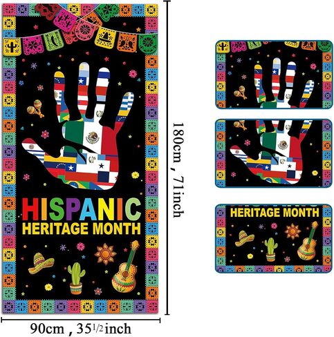 6x2.9 Ft Hispanic Heritage Month Door Cover Decorations,National Latino Heritage Month Decoration Door Banner Spanish Heritage Month Decoration,Mes De La Herencia Hispana Banner Classroom Office Home in Saudi Arabia