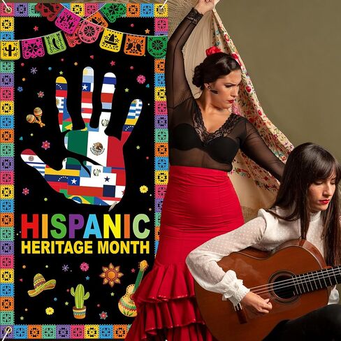 6x2.9 Ft Hispanic Heritage Month Door Cover Decorations,National Latino Heritage Month Decoration Door Banner Spanish Heritage Month Decoration,Mes De La Herencia Hispana Banner Classroom Office Home in Saudi Arabia