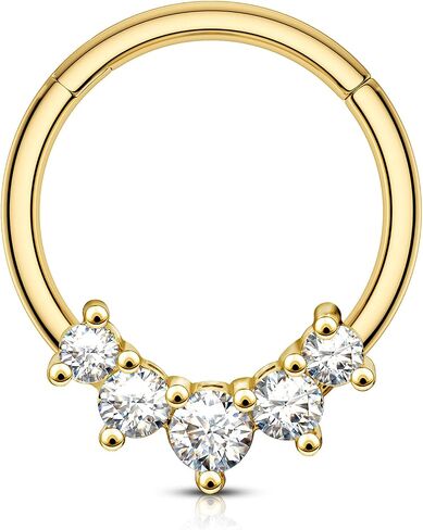 COCHARM Hinged Sparkling Septum Ring for Women 16g Heart Clear CZ Helix Daith Earrings Seetl/Gold/Rose Gold in Saudi Arabia