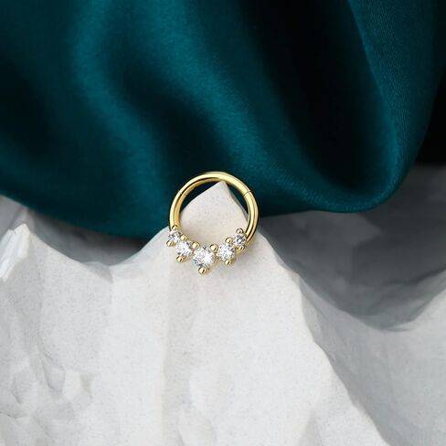 COCHARM Hinged Sparkling Septum Ring for Women 16g Heart Clear CZ Helix Daith Earrings Seetl/Gold/Rose Gold in Saudi Arabia