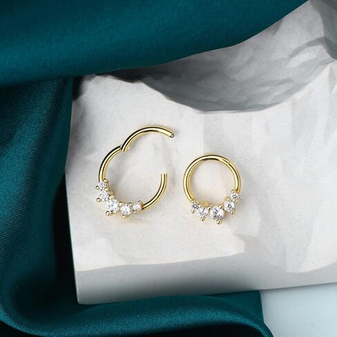 COCHARM Hinged Sparkling Septum Ring for Women 16g Heart Clear CZ Helix Daith Earrings Seetl/Gold/Rose Gold in Saudi Arabia
