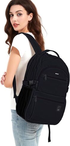 WANDF Travel Laptop Backpack for Women Men, 15.6 Inch Computer Backpack with USB Charging Port, Water Resistant Bookbag, Airline Approved Business Daypack Carry On Bag for Work (Pink) in Saudi Arabia