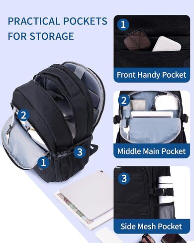 WANDF Travel Laptop Backpack for Women Men, 15.6 Inch Computer Backpack with USB Charging Port, Water Resistant Bookbag, Airline Approved Business Daypack Carry On Bag for Work (Pink) in Saudi Arabia