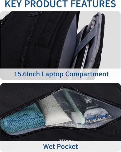 WANDF Travel Laptop Backpack for Women Men, 15.6 Inch Computer Backpack with USB Charging Port, Water Resistant Bookbag, Airline Approved Business Daypack Carry On Bag for Work (Pink) in Saudi Arabia