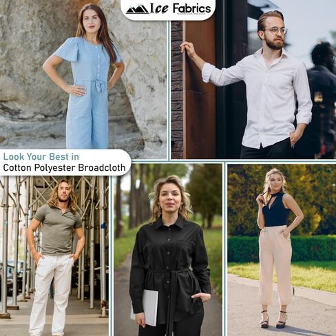 قماش جوخ من القطن والبوليستر من Ice Fabrics من The Yard - قماش ناعم وقابل للتنفس بعرض 60 بوصة للخياطة - قماش جوخ من The Yard للملابس والفراش والستائر - أسود - 2 ياردة in Saudi Arabia