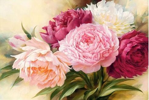 Woteilus Diamond Art Kits for Adults Flowers: Floral Diamond Painting Artwork,Round Diamond Painting Kits for Adults Gem Art Kit Large Peonies 16 x 12 Diamond Painting Kits August 2024 in Saudi Arabia