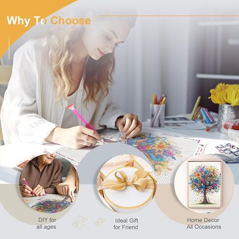 Sanjee Tree of Life Diamond Painting Kits for Adults, 5D Diamond Art Kits Round Full Drill Diamond Dots Paintings Diamond Painting for Home Wall Decoration Gift 12x16inch in Saudi Arabia