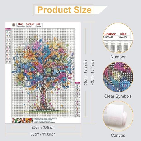 Sanjee Tree of Life Diamond Painting Kits for Adults, 5D Diamond Art Kits Round Full Drill Diamond Dots Paintings Diamond Painting for Home Wall Decoration Gift 12x16inch in Saudi Arabia