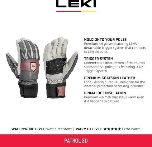 LEKI Patrol 3D Primaloft Gold Insulated Water-Resistant Gloves for Skiing, Snowboarding, & Cold Weather in Saudi Arabia