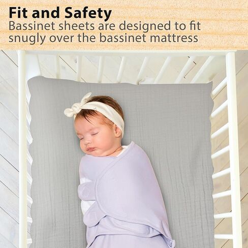 Baby Bassinet Sheet Set for Boy and Girl, 3 Pack, Universal Fitted for Oval, Hourglass & Rectangle Bassinet Mattress, Fitted Sheets Size 32 x 16 x 4 Inches, Aqua in Kuwait