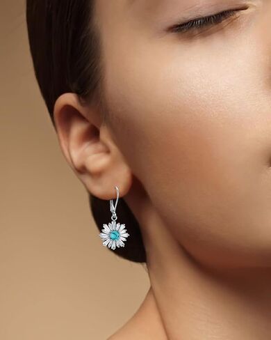 Turquoise Jewelry Set Jewelry for Women,925 Sterling Silver Earrings and Necklaces for Women, Pendant Gifts for Her Wife Moms Grandma Mother's Day Memorial Day Christmas in Saudi Arabia