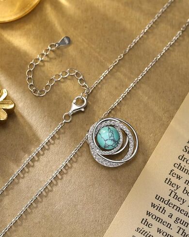 Turquoise Jewelry Set Jewelry for Women,925 Sterling Silver Earrings and Necklaces for Women, Pendant Gifts for Her Wife Moms Grandma Mother's Day Memorial Day Christmas in Saudi Arabia
