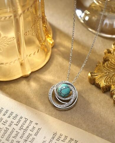 Turquoise Jewelry Set Jewelry for Women,925 Sterling Silver Earrings and Necklaces for Women, Pendant Gifts for Her Wife Moms Grandma Mother's Day Memorial Day Christmas in Saudi Arabia