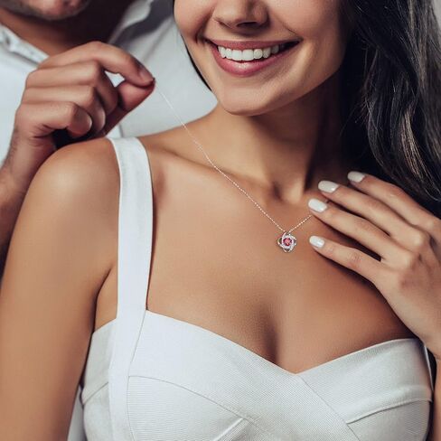 Iefil Birthstone Necklace and Heart Birthstone Earrings Set in Kuwait