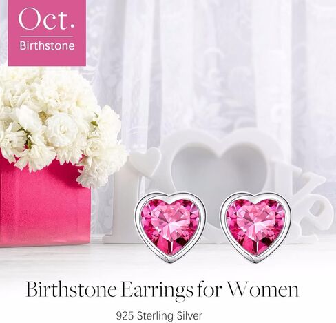 Iefil Birthstone Necklace and Heart Birthstone Earrings Set in Kuwait