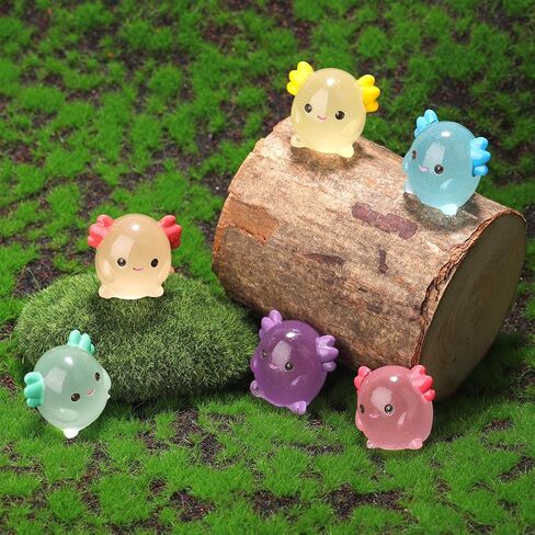 30pcs Luminous Mini Resin Axolotl, Glow in The Dark Mini Axolotl Figurines Miniature Axolotl Figurines Tiny Axolotl Figures Mini Resin Animals for Garden Landscape Crafts Cake Decor in Saudi Arabia