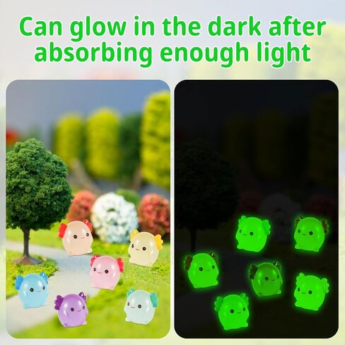 30pcs Luminous Mini Resin Axolotl, Glow in The Dark Mini Axolotl Figurines Miniature Axolotl Figurines Tiny Axolotl Figures Mini Resin Animals for Garden Landscape Crafts Cake Decor in Saudi Arabia