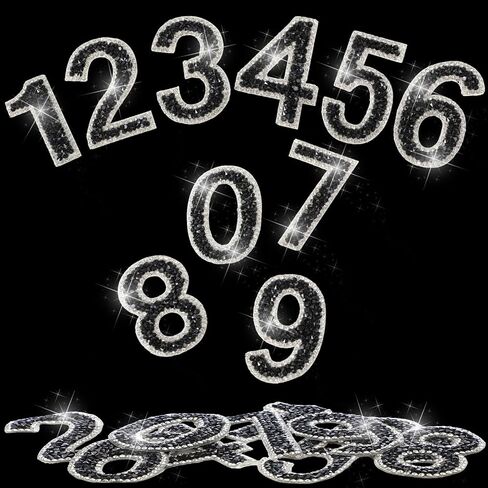Yinder 60pcs Bling Rhinestone Numbers Self-Adhesive Glitter Number Crystal Iron-on Numbers Stickers 0-9 DIY Crafts Stickers Letter for Clothing Decoration 2.56 inches (Black) in Kuwait