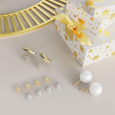Earring Backs, 18K Gold Silicone Earring Backs Replacements, 10PCS Silicone Locking Earring Backings for Studs, Hypoallergenice Earring Backs for Adults (Silver) in Saudi Arabia