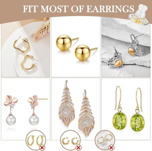 Earring Backs, 18K Gold Silicone Earring Backs Replacements, 10PCS Silicone Locking Earring Backings for Studs, Hypoallergenice Earring Backs for Adults (Silver) in Saudi Arabia