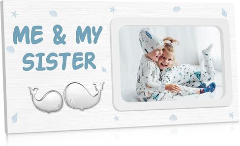 إطار صورة أنا وأختي للحوت الفضي، هدية أخت صغيرة أو كبيرة أو أخ للأخوة الأكبر سنًا، هدايا معمودية جديدة لحفل استقبال المولود الجديد، هدية فضية للأطفال in Kuwait