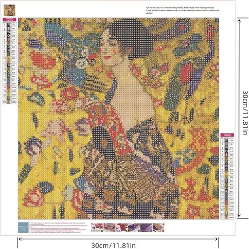 Zimal 5D DIY Diamond Embroidery Gustav Klimt Diamond Painting Cross Stitch Woman Painting Full Round Drill Mosaic 11.8 x 11.8 Inch in Kuwait