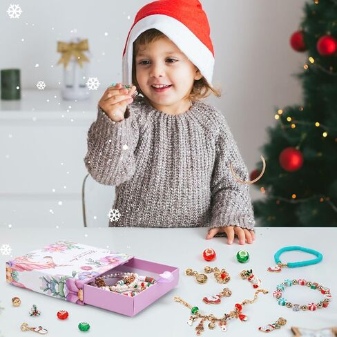 HOLYFUN Bracelet Making Kit with Jewelry Box, Jewelry Making Supplies Kit for Girls, Christmas Birthday Gifts for Age 6-12 in Kuwait