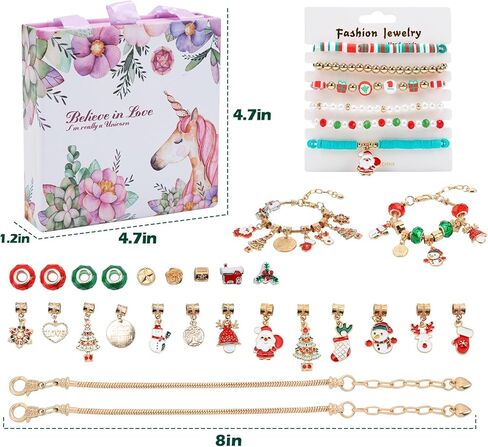 HOLYFUN Bracelet Making Kit with Jewelry Box, Jewelry Making Supplies Kit for Girls, Christmas Birthday Gifts for Age 6-12 in Kuwait