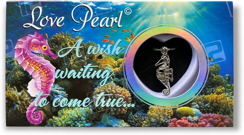 Love Wish Pearl Kit Chain Necklace Kit Pendant Cultured Pearl in Kit Set with Stainless Steel Chain 16" (16, Sea Horse) in Saudi Arabia
