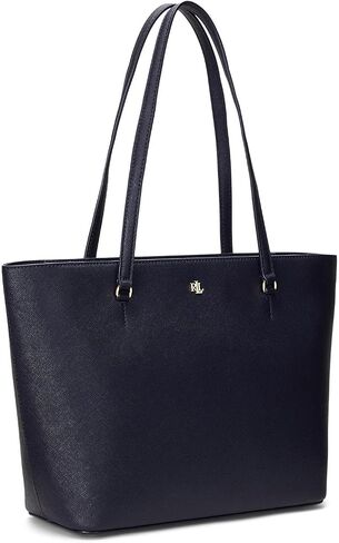 Lauren Ralph Lauren Crosshatch Leather Medium Karly Shopper Tote in Saudi Arabia