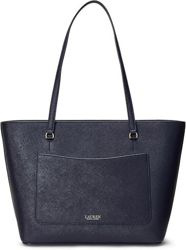 Lauren Ralph Lauren Crosshatch Leather Medium Karly Shopper Tote in Saudi Arabia