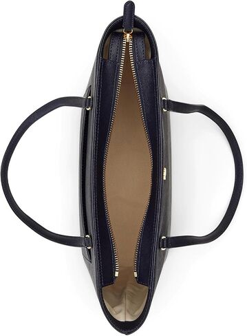 Lauren Ralph Lauren Crosshatch Leather Medium Karly Shopper Tote in Saudi Arabia