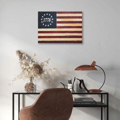 LAIFUFIRM American 1776 Flag Canvas Wall Art Betsy Ross Patriotic Decor USA Stars Strips Painting for Man Cave Room Office Decor(16'' x 12'' x 1 Panel) in Saudi Arabia