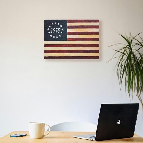 LAIFUFIRM American 1776 Flag Canvas Wall Art Betsy Ross Patriotic Decor USA Stars Strips Painting for Man Cave Room Office Decor(16'' x 12'' x 1 Panel) in Saudi Arabia