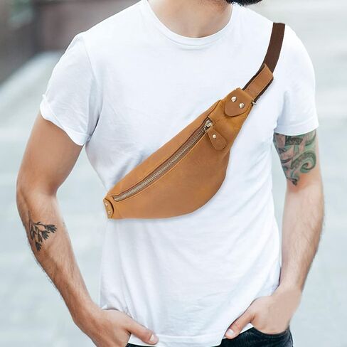Genuine Leather Crossbody Bags for Women Puffer Fanny Pack Sling Bag Puffy Chest Belt Bum Waist Bag Crossbody Purse Bags Quilted Shoulder Bag for Women in Saudi Arabia