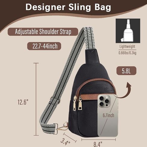 Crossbody Bags for Women Men, Small Sling Purses Bag for Women Trendy, Faux Leather Fashionable Waist Travel Backpacks with Guitar Strap (Brown) in Saudi Arabia