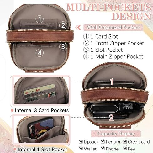 VX VONXURY Sling Bag for Women PU Leather Fanny Packs Crossbody Purse Chest Bag for Travel Hiking Cycling with Adjustable Guitar Strap Brown in Saudi Arabia