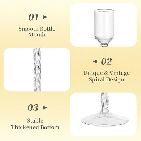 Hewory Glass Taper Candle Holders: 4 Pcs Brown Vintage Candlestick Holders Tall Candle Sticks Holder Decor, Glass Candle Holder for Table Centerpiece Wedding Christmas Advent Holiday Party Decorations in Kuwait