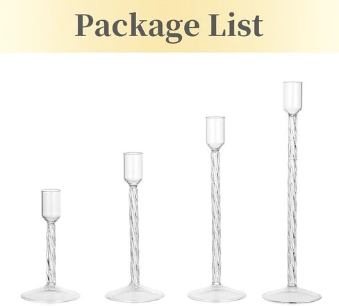 Hewory Glass Taper Candle Holders: 4 Pcs Brown Vintage Candlestick Holders Tall Candle Sticks Holder Decor, Glass Candle Holder for Table Centerpiece Wedding Christmas Advent Holiday Party Decorations in Kuwait